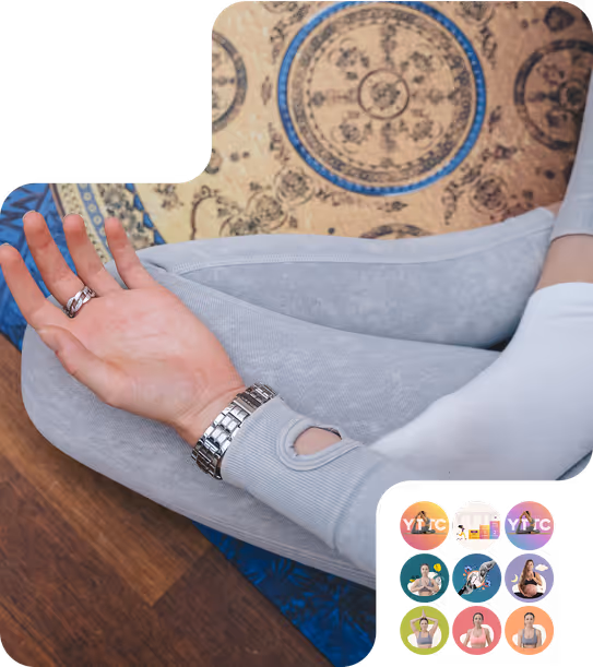 Крупный план занятия по йоге, вытяжение в сторону